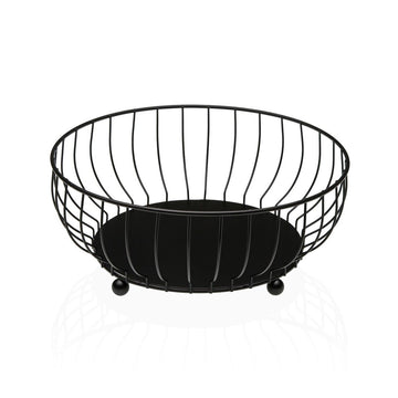 Fruit Bowl Versa Black Metal Steel 27,5 X 11 X 27,5 CM