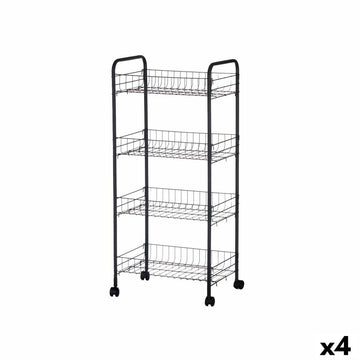 Vegetable trolley Kinvara 86933 86933 Black Metal polypropylene Plastic 40,5 x 27 x 82,5 cm 26,5 x 82 x 8,5 cm (4 Units)