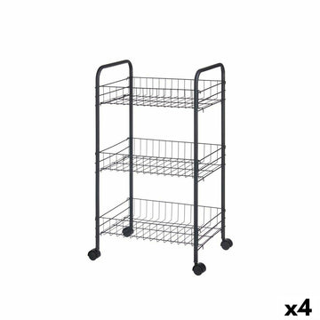 Vegetable trolley Kinvara W4116-1-B W4116-1-B Black Metal polypropylene Plastic 37 x 27 x 63 cm 26,5 x 56 x 8,5 cm (4 Units)