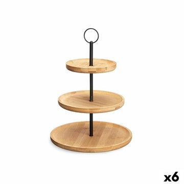 Fruit Bowl Kinvara KT225015-2 KT225015-2 Black Natural Metal Bamboo 25 x 37 x 25 cm (6 Units)